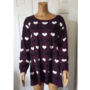 Charter Club Heart-Print Sweater Damask Clum C 3X